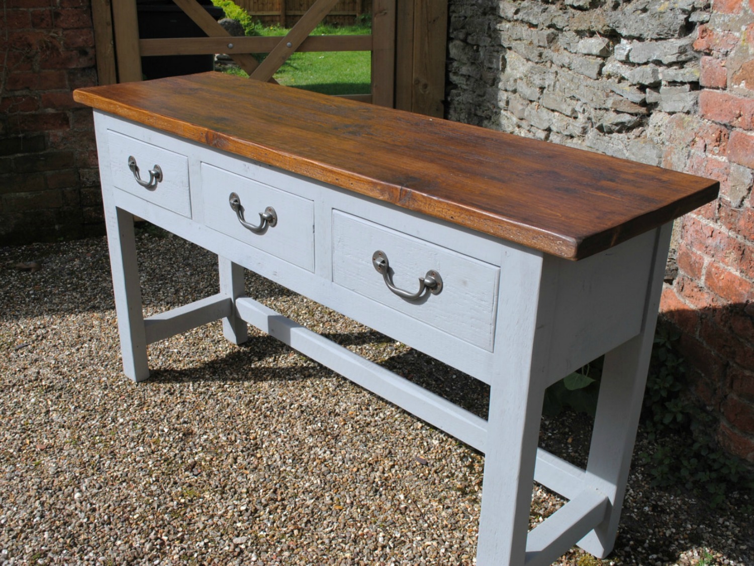 Handmade Serving Sideboard with Rustic Top and Paint Effect base