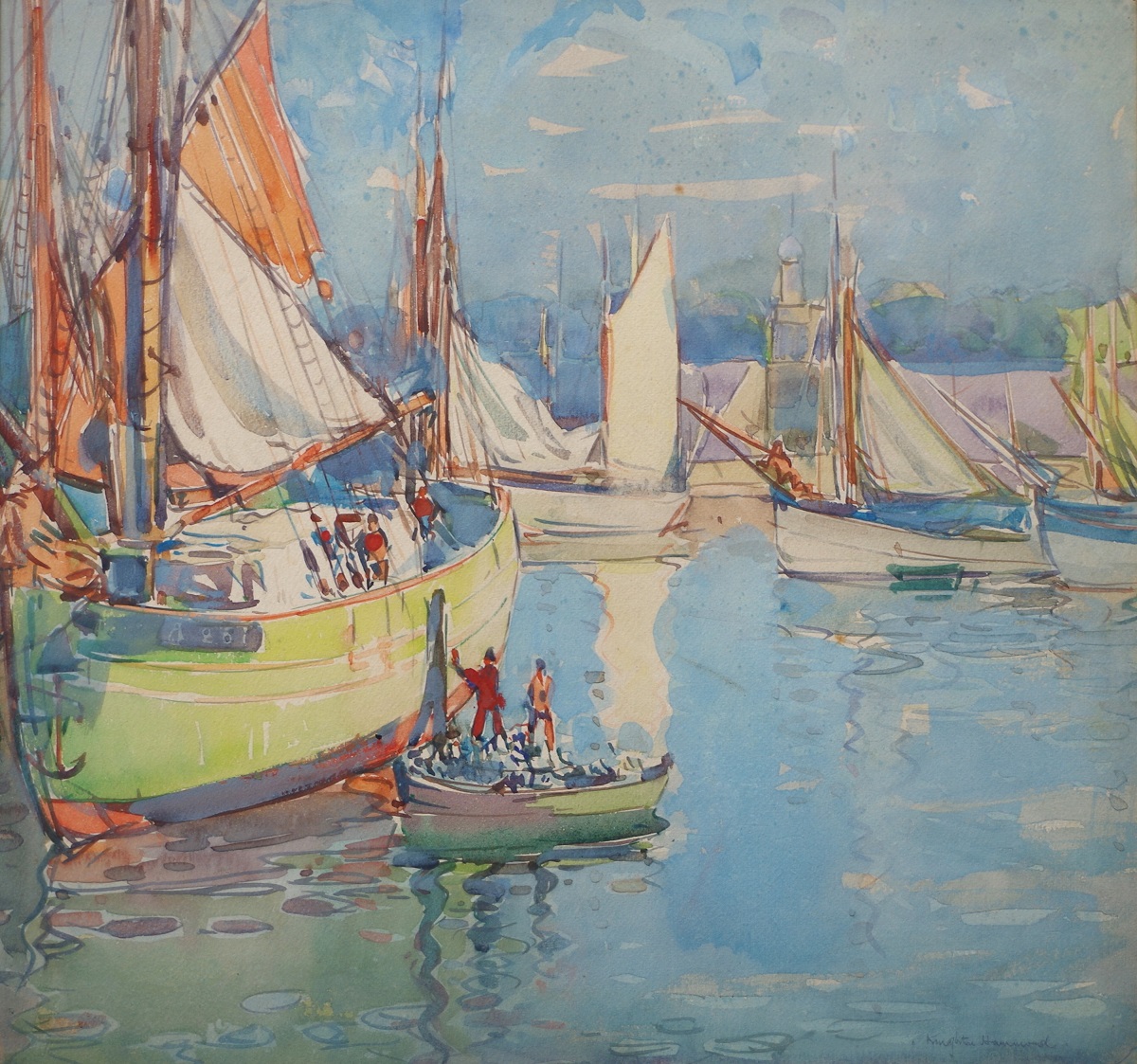 Harbour view with moored boats