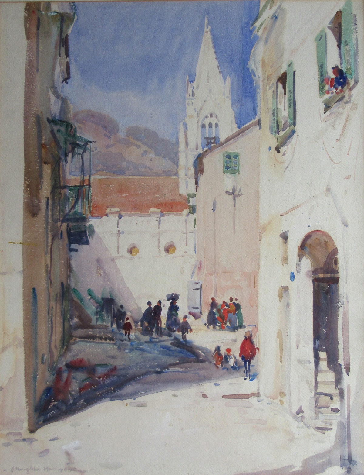 A Street scene with Church