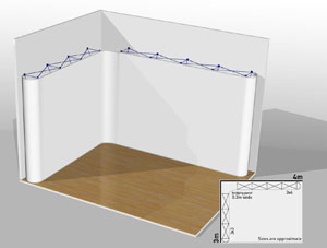 Popup stand design using CAD software.