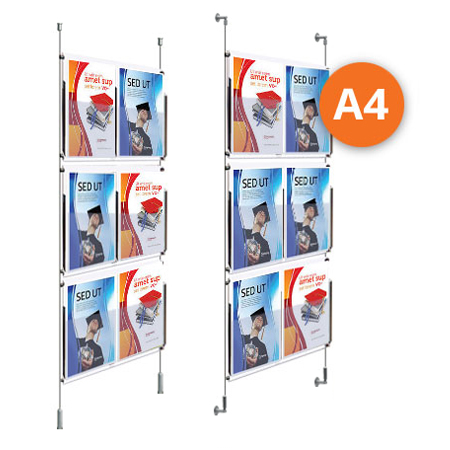 6 x A4 leaflet Dispensers - Choose either wall mountable or floor to ceiling kits