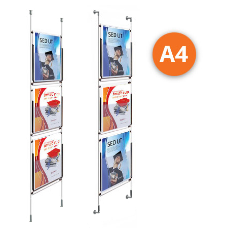 3 x A4 Leaflet Dispenser - Choose either wall mountable or floor to ceiling kits