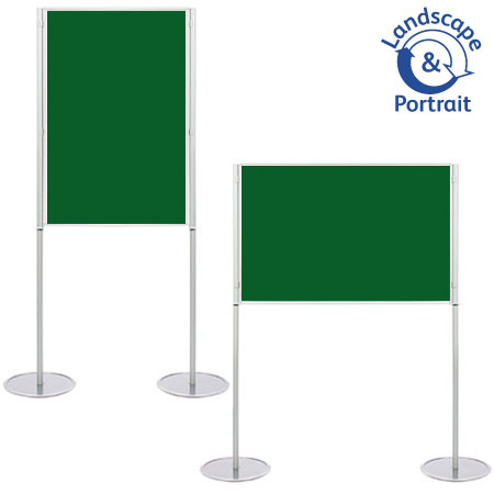 Poster display boards with A1 panel area. Single elevated display on legs.