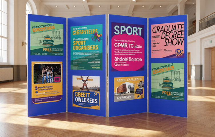 Blue poster presentation boards
