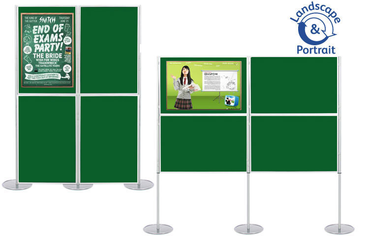 Attach posters using pins and Velcro using our double sided display boards.