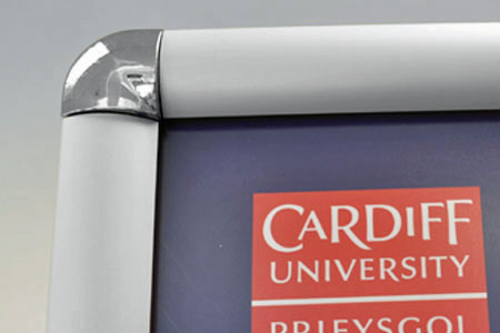 Attractive chrome corners on sign holders