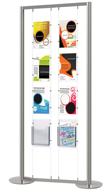 A mix of double sided easy access poster pockets and A4 leafet holders in one display stand.