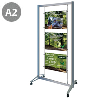 Mobile Display Stand with 3 x A2 Landscape Pockets