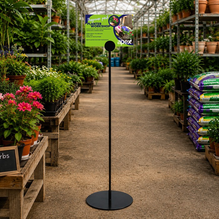 Black APEX A4 landscape sign holder
