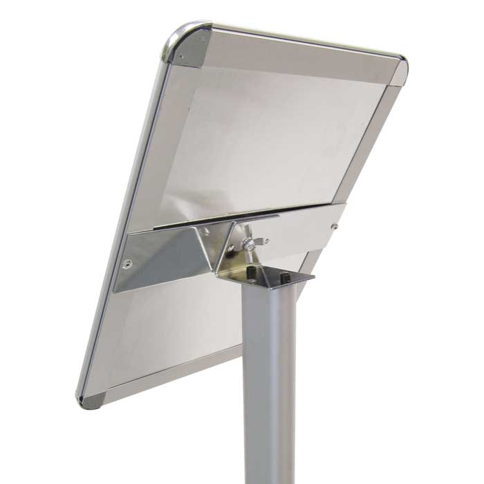 Easily rotate the poster frame from portrait to landscape with the Saturn A3 sign stand