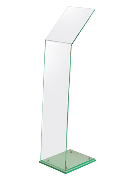 Our silent salesman is made from clear acrylic with a stylish green tint