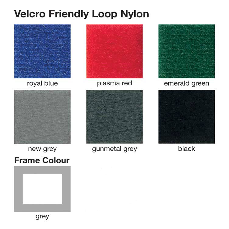 A colour swatch illustrating the loop nylon fabric options for office partition screens.