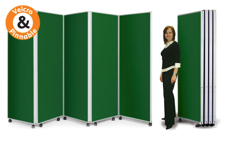 Office partition screens 6 feet high (1800mm) in a choice of Velcro friendly fabric colours.