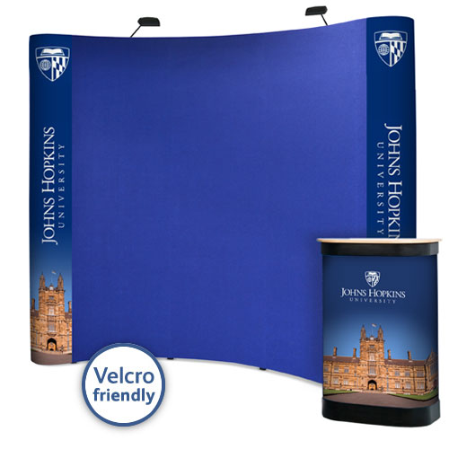 Popup stands 3x3 with mixture of Velcro friendly panels and D-end graphic panels