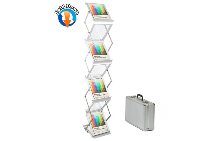 Portable brochure stand with 6 x A4 portrait pockets