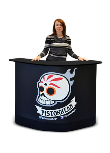 Large exhibition counter with full colour wrap-around graphic.