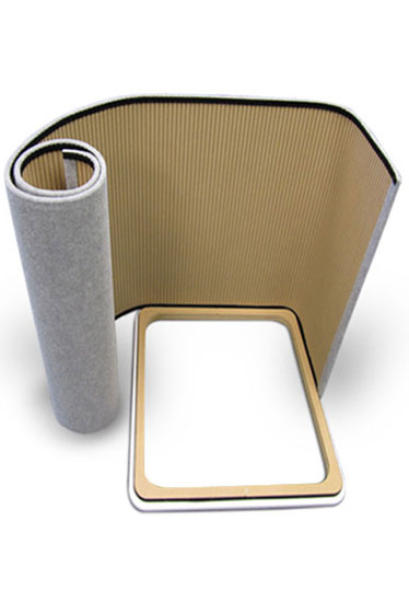 Portable podiums | attach the tambour wrap to the base and worktop. Supports up to 70kg.