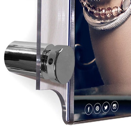 Polished chrome standoff sign supports close up image