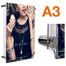 A3 Wall Mounted Poster Frames POLISHED CHROME Stand-offs