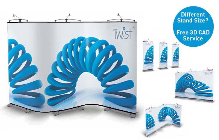 Create curved or straight lines - You decide with the unique Twist display stands!