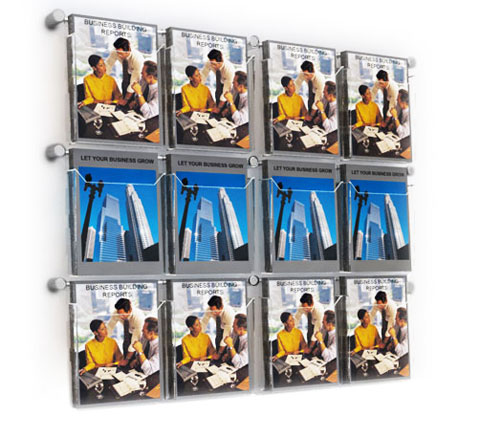Use multiple wall display kits to cover a larger area and display more A4 brochures and leaflets