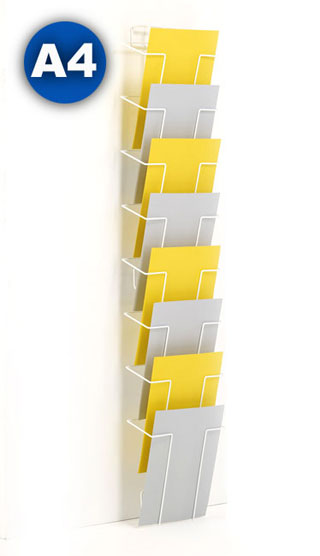 Wire wall mounted A4 8 pocket leaflet holders, popular with hospitals and schools.