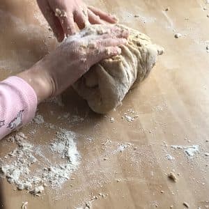 Kneading the dough for Hot Cross Buns