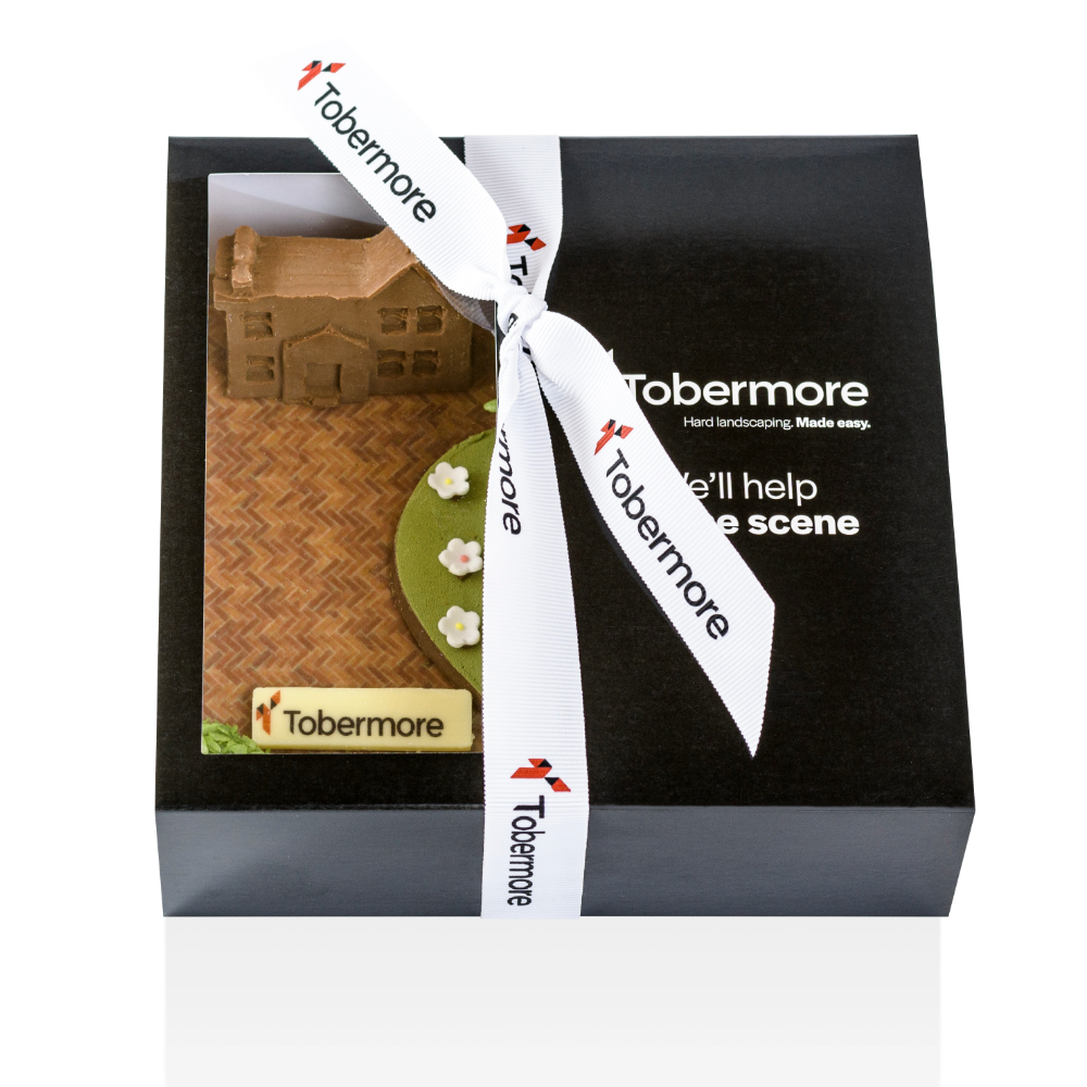Bespoke Chocolate Landscape, with corporate ribbon and packaging