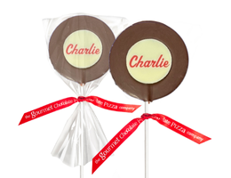 Personalised Circle Chocolate Lollies