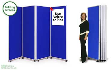 4 panel wheeled poster boards Concertina office screens